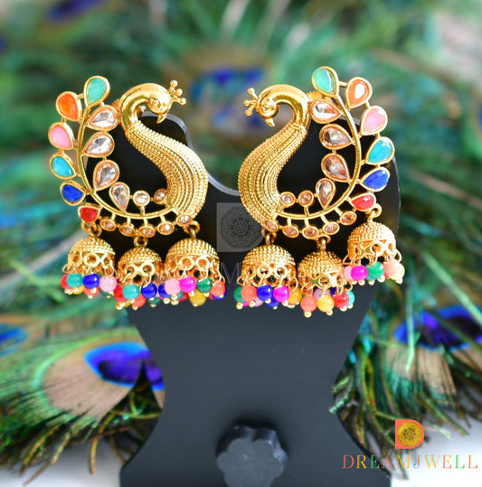 Antique multi color peacock jhumkka dj-15492