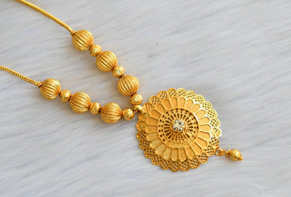 Gold tone white stone Kerala style kodi necklace dj-40663