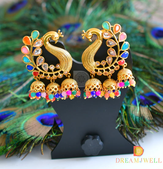Antique multi color peacock jhumkka dj-15492