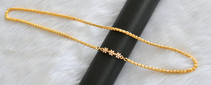 Gold tone white stone flower Mugappu chain dj-39797