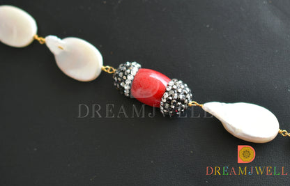 Baroque Pearl-Coral Beaded necklace dj-10056