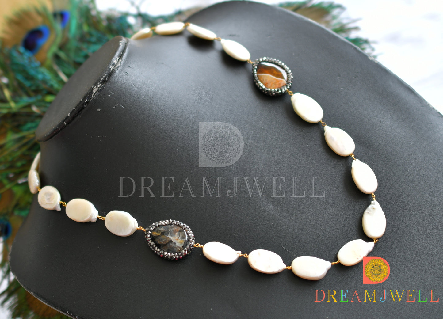 Baroque Pearl Cz Beaded Necklace dj-10055