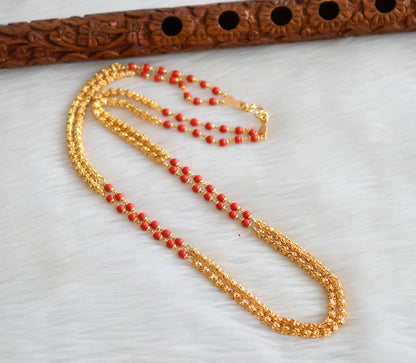 Gold tone coral beads Double layer chain dj-34646