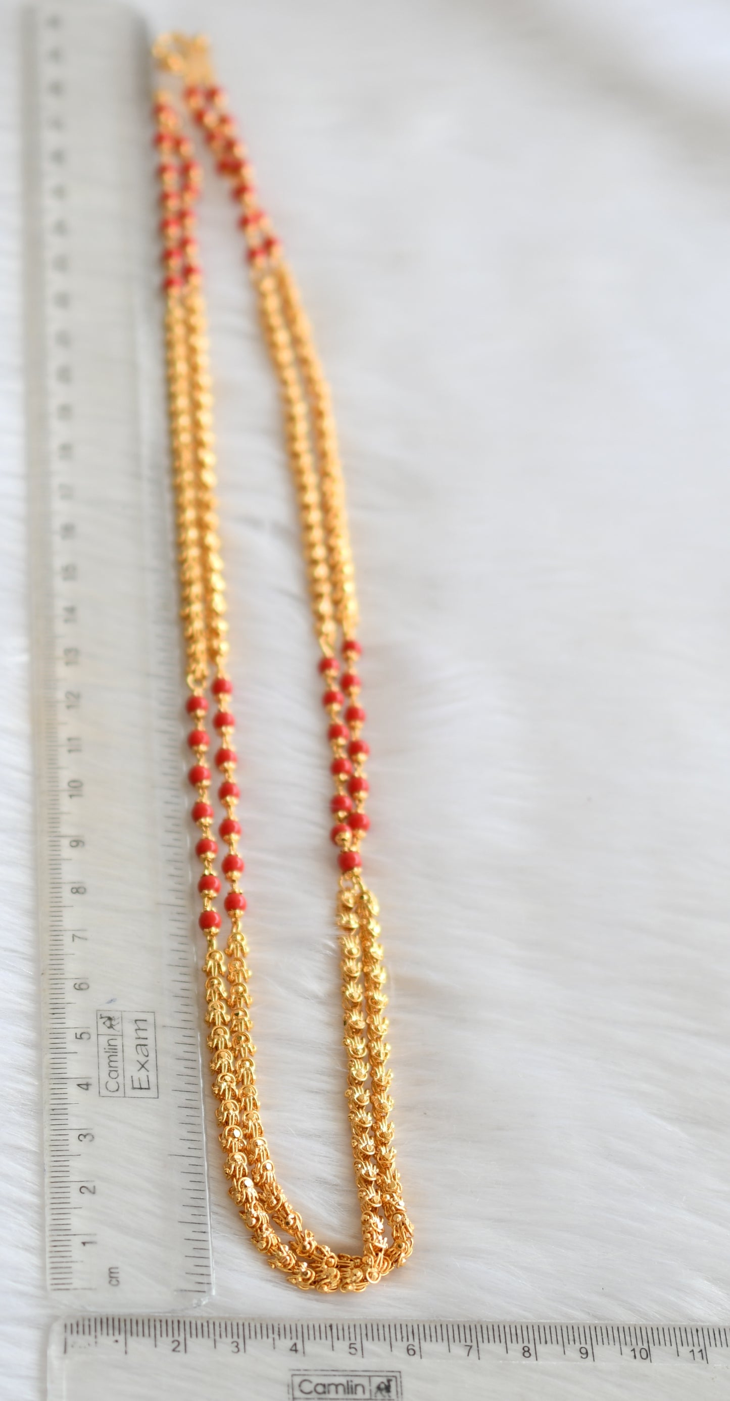 Gold tone coral beads Double layer chain dj-34646