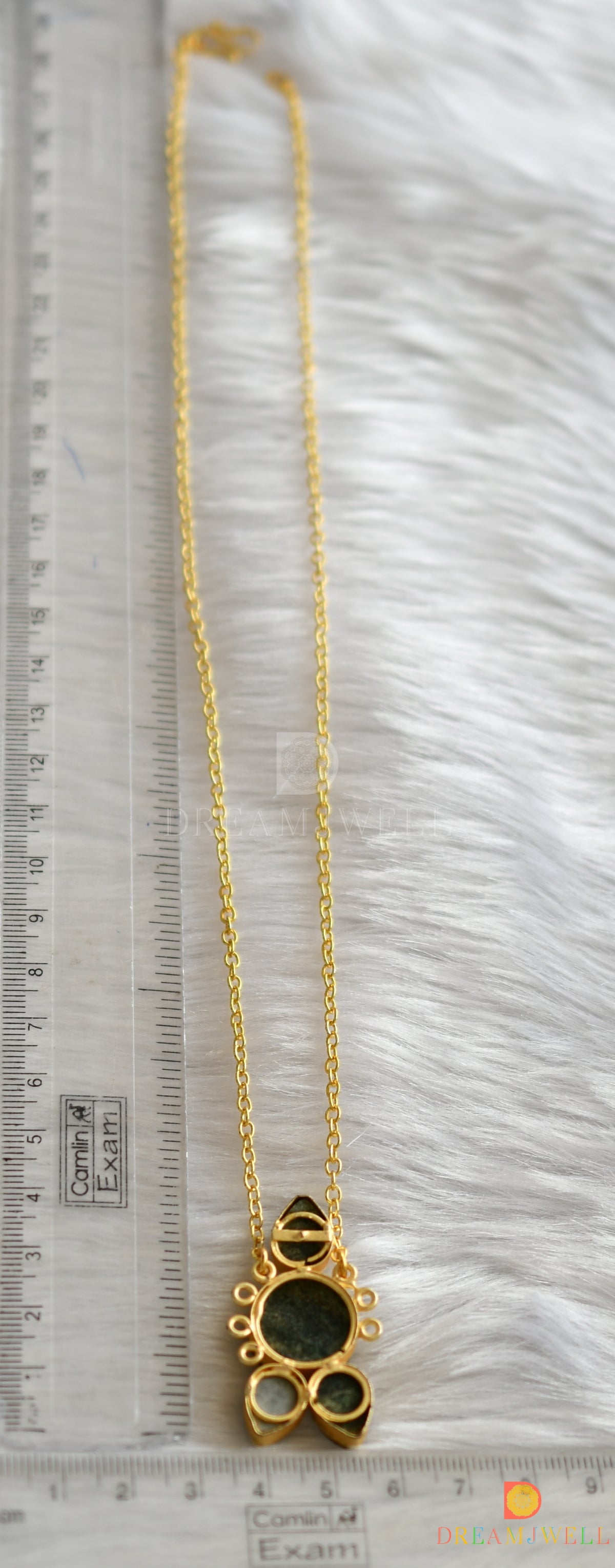 Gold tone Druzzy stone simple chain look pendant dj-38374