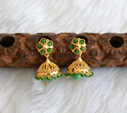 Gold tone ad stone green Shiva necklace set dj-39164