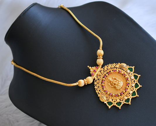 Gold tone pink stone palakka green Lakshmi Kerala style kodi necklace dj-40681