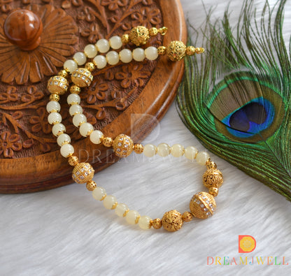 Antique gold tone cream beaded necklace dj-10573