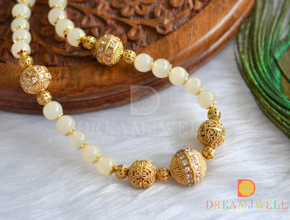 Antique gold tone cream beaded necklace dj-10573