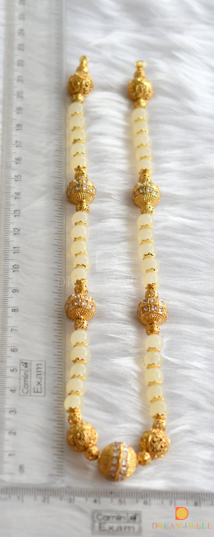 Antique gold tone cream beaded necklace dj-10573