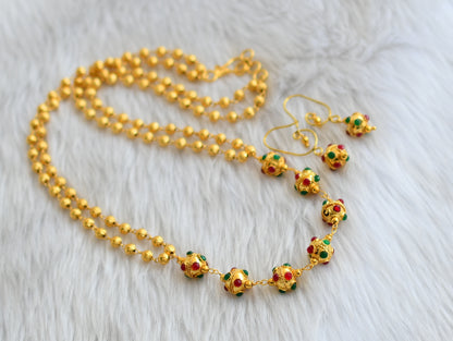 Gold tone red-green hand made necklace set dj-39167