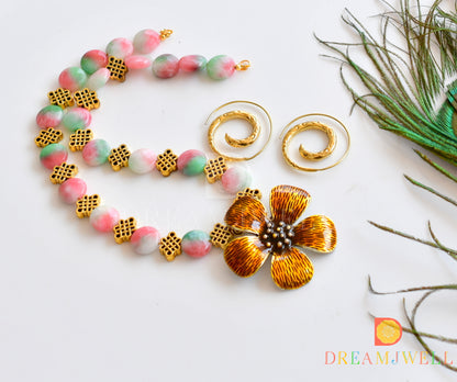 Antique flower pendant handmade necklace set dj-36083