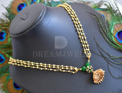 Gold tone green jhumkka designer necklace dj-35378