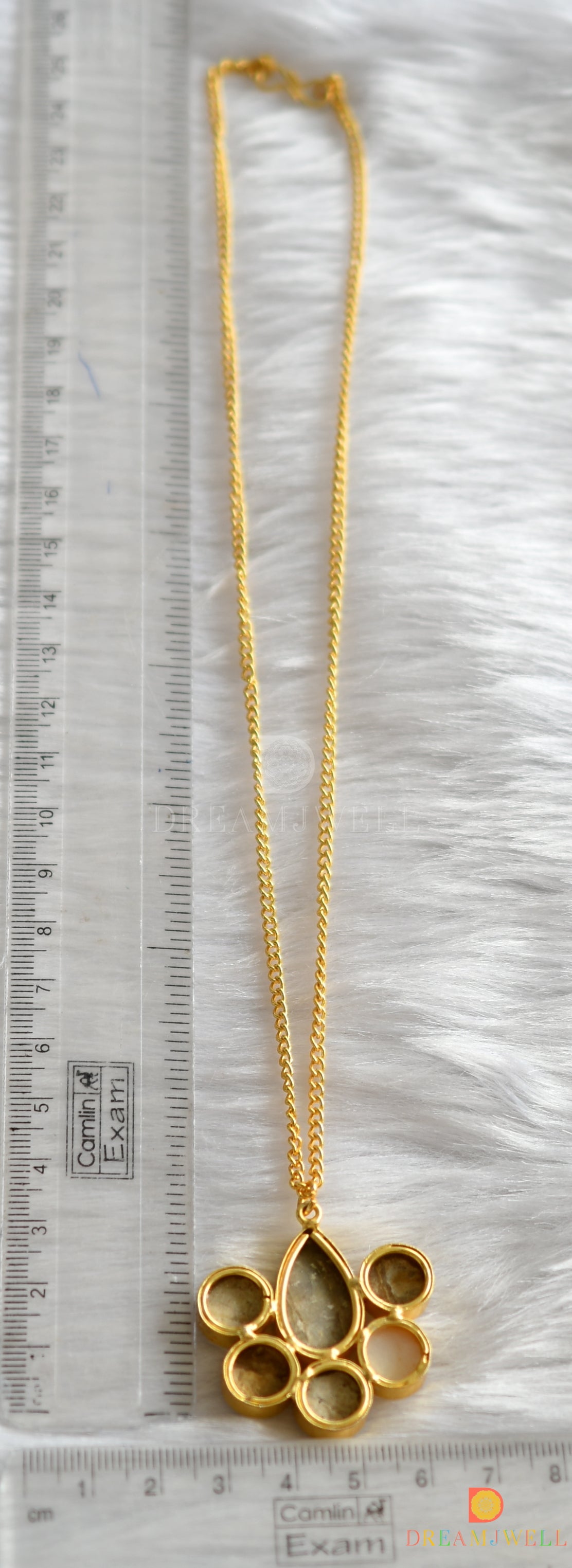 Gold tone Druzzy stone simple chain look pendant dj-38376