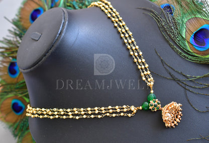 Gold tone green jhumkka designer necklace dj-35378