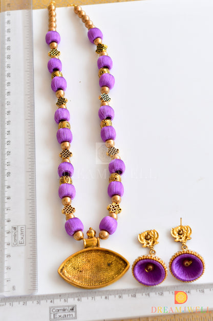 Antique purple silk thread necklace set dj-36079