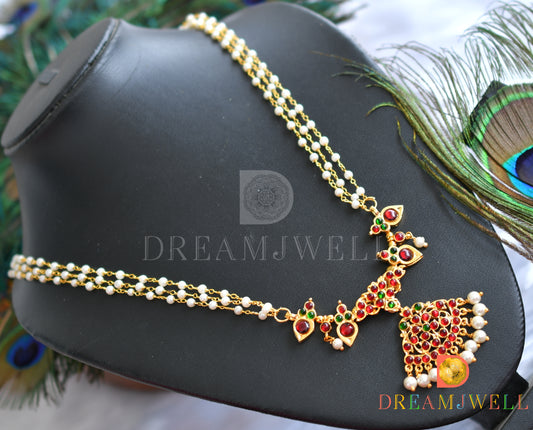 Gold tone kemp-green hand made pearl necklace set dj-37592