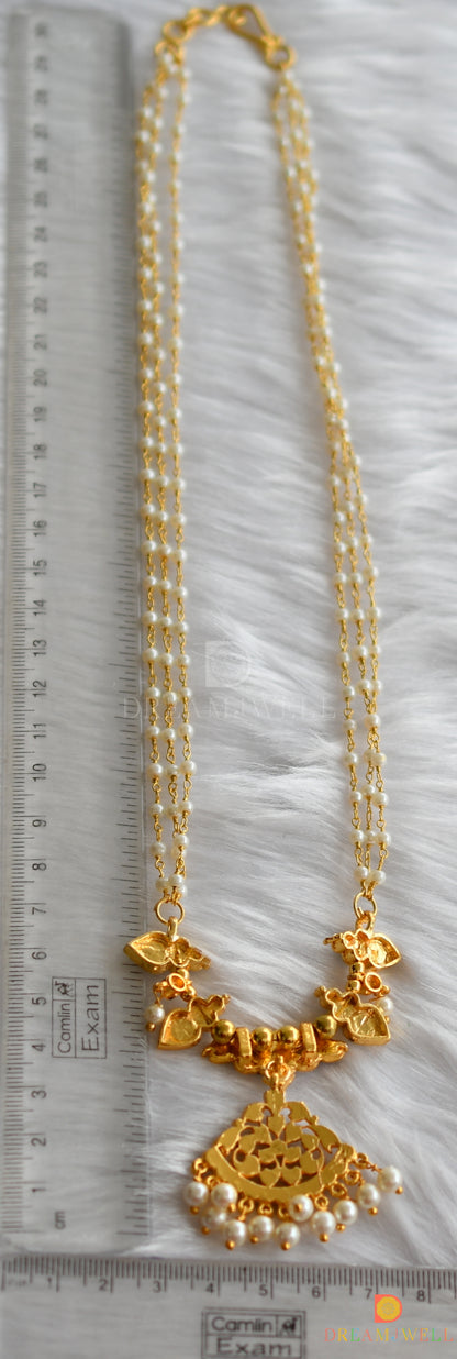 Gold tone kemp-green hand made pearl necklace set dj-37592