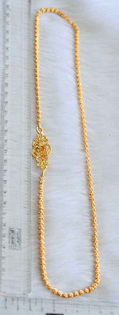 Gold tone white stone Lakshmi mugappu chain dj-41951