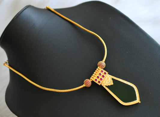 Gold tone pink stone green Nagapadam Kerala style kodi necklace dj-40688