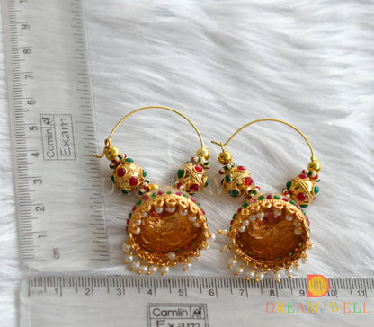 Antique gold tone ruby-emerald hoop Jhumkka dj-37597