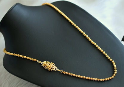 Gold tone white stone Lakshmi mugappu chain dj-41952