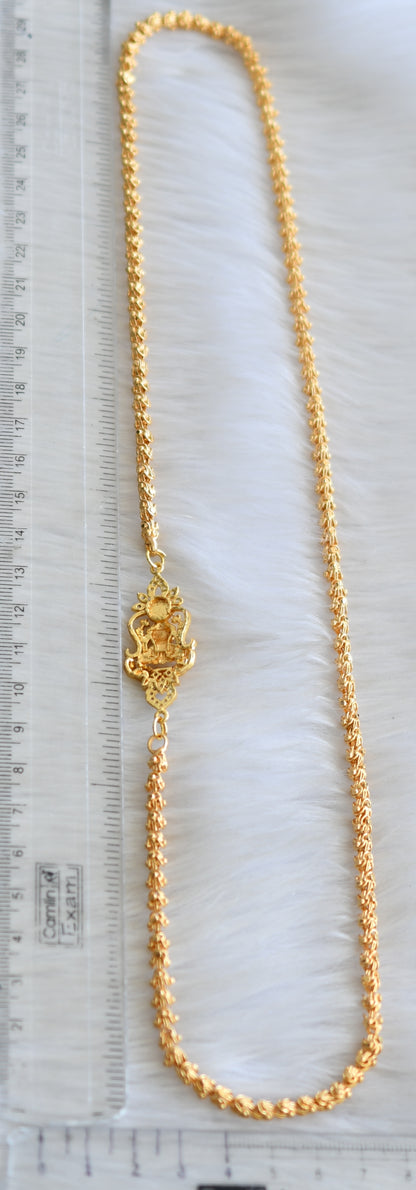 Gold tone white stone Lakshmi mugappu chain dj-41952