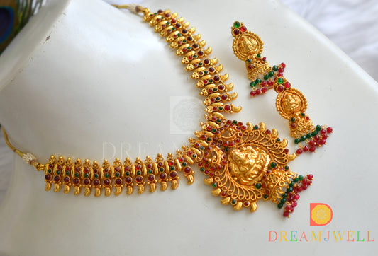 Antique kemp-green Lakshmi necklace set dj-02996