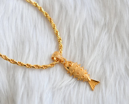 Gold tone Fish pendant with chain dj-39175