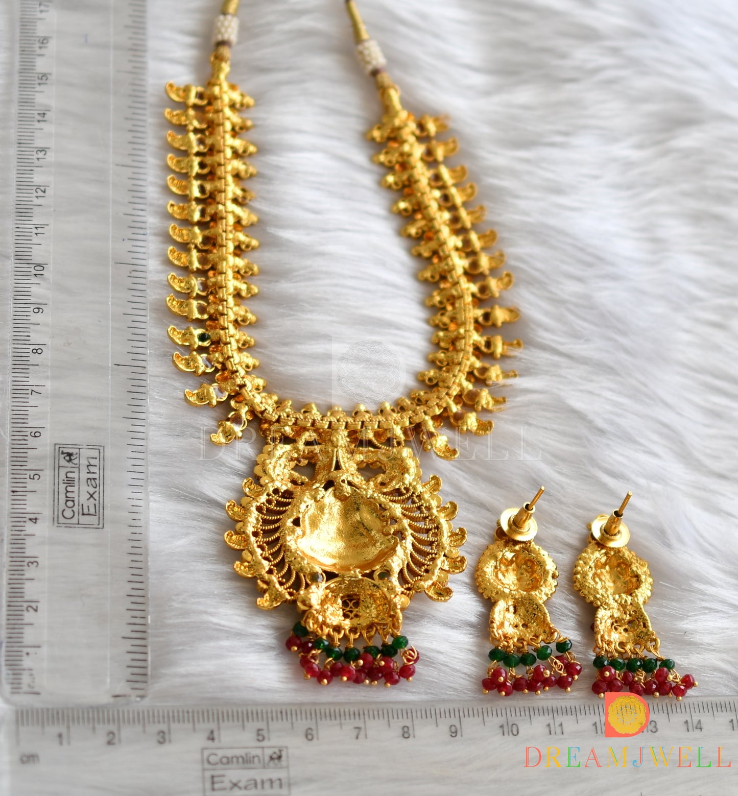 Antique kemp-green Lakshmi necklace set dj-02996