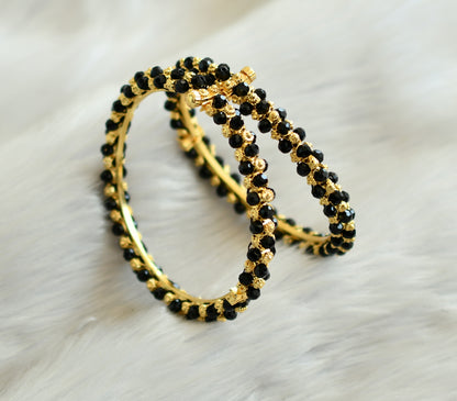 Gold tone black beaded bangles(2.4) dj-25635