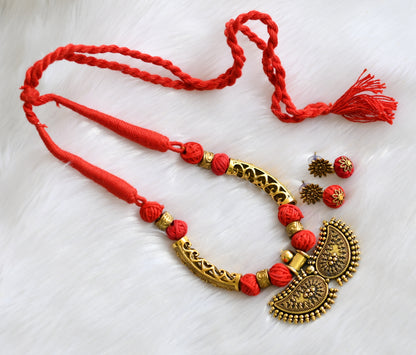 Antique red mango thread necklace set dj-19162