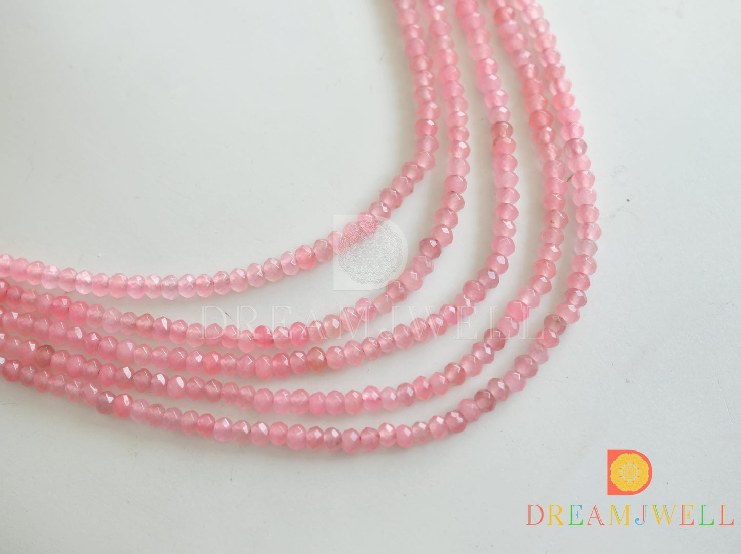 Baby pink 2 mm agates multilayer necklace dj-27003