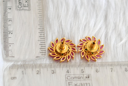 Gold tone ruby-emerald-white stone earrings/Stud dj-39184