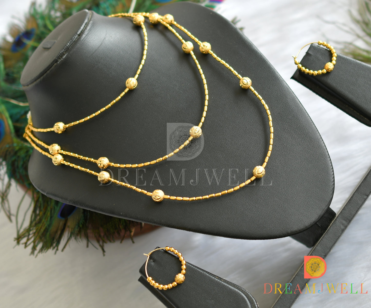 Gold tone multi layer beaded necklace set dj-25839