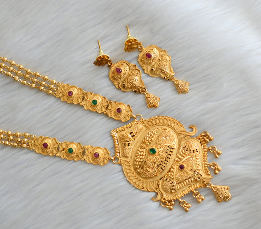 Gold forming ruby-green haar set dj-17825