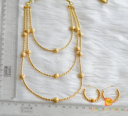 Gold tone multi layer beaded necklace set dj-25839