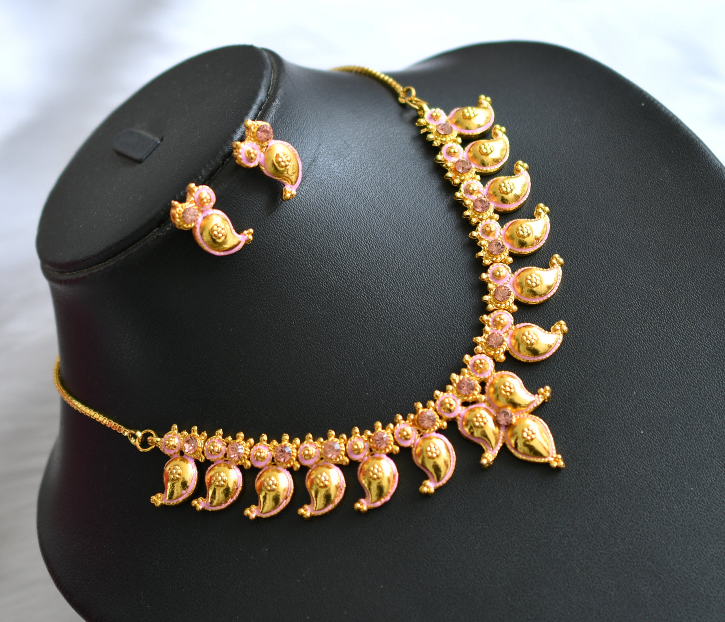 Antique baby pink mango necklace set dj-38541