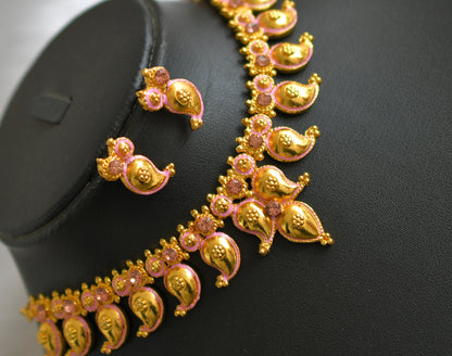 Antique baby pink mango necklace set dj-38541