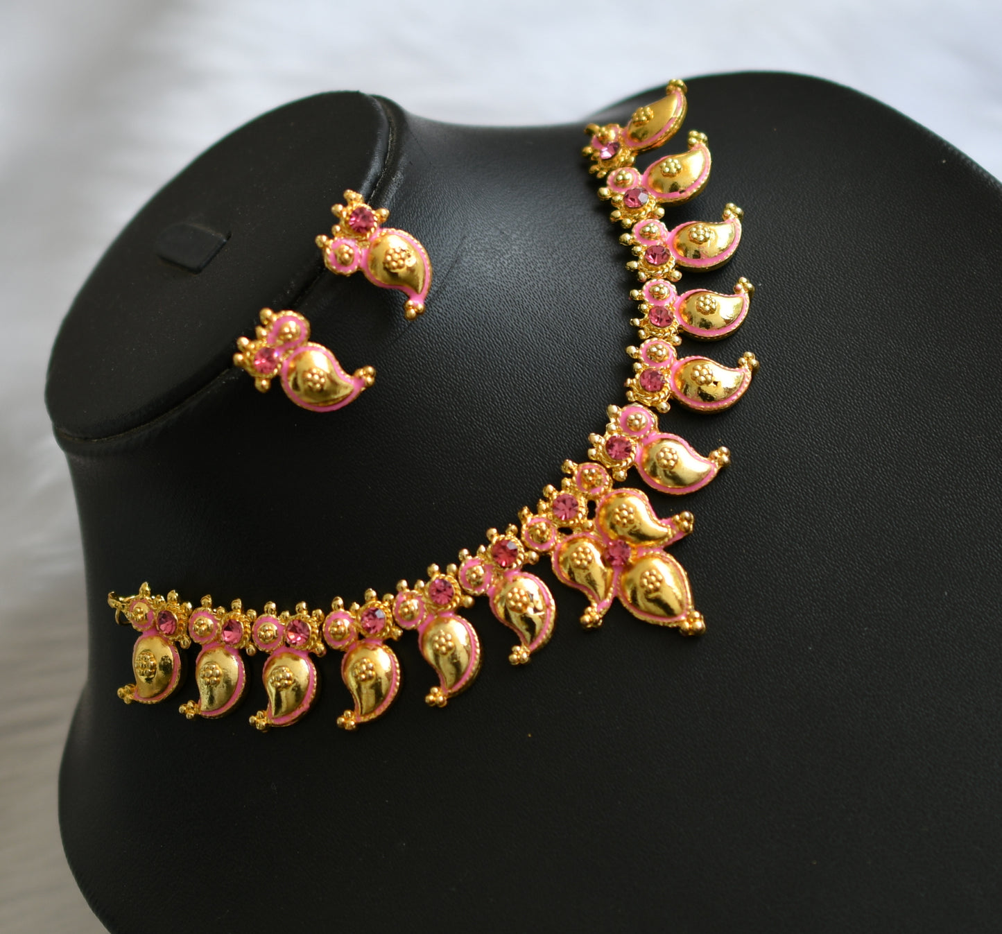 Antique pink mango necklace set dj-38543