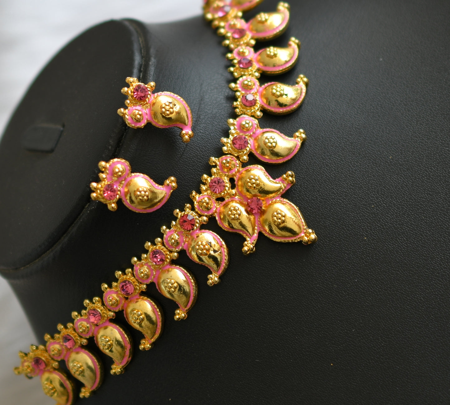 Antique pink mango necklace set dj-38543
