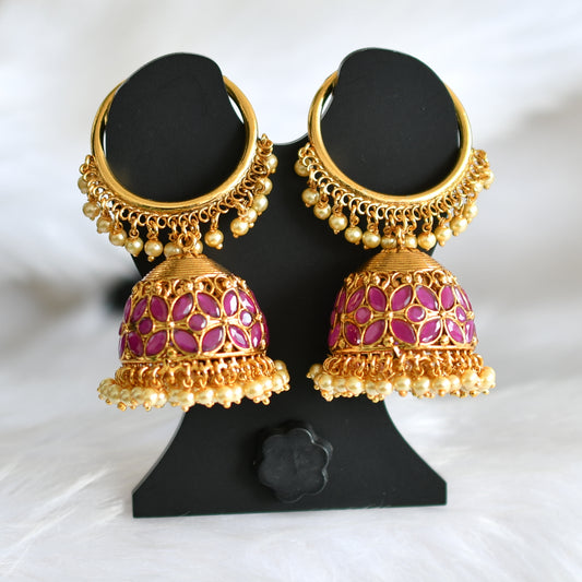 Matte finish ruby pearl hoop jhumkka dj-19298
