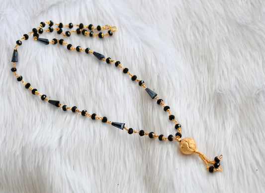 Gold tone long black beaded mala dj-39205