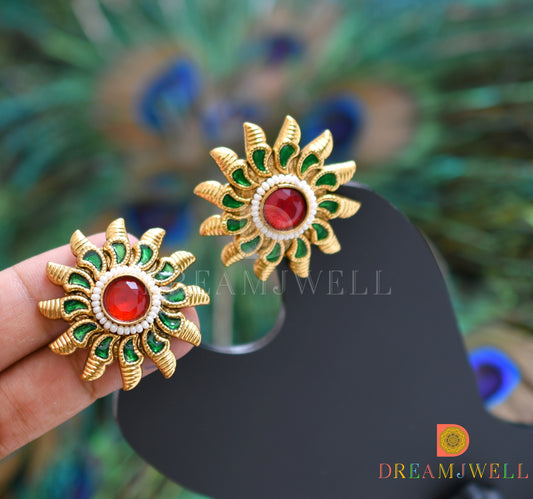 Antique red-green sun stud dj-06361