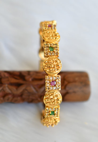 Gold tone white-ruby-emerald Ram parivar bangle (2.8) dj-39856