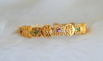 Gold tone white-ruby-emerald Ram parivar bangle (2.8) dj-39856