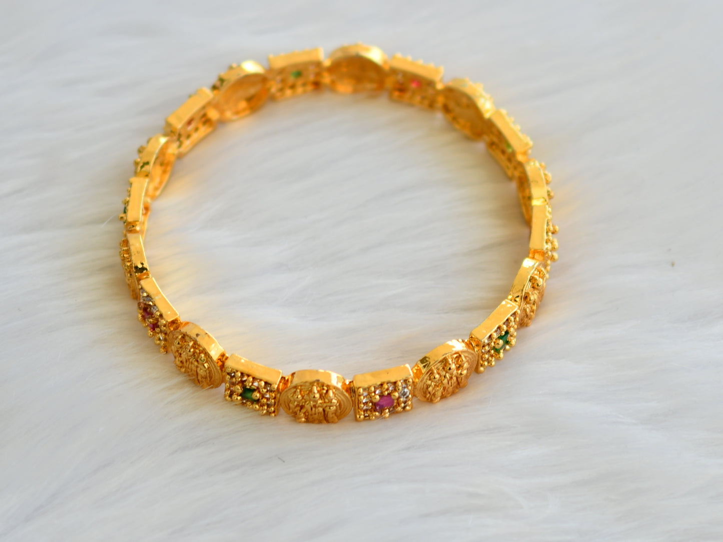 Gold tone white-ruby-emerald Ram parivar bangle (2.8) dj-39856