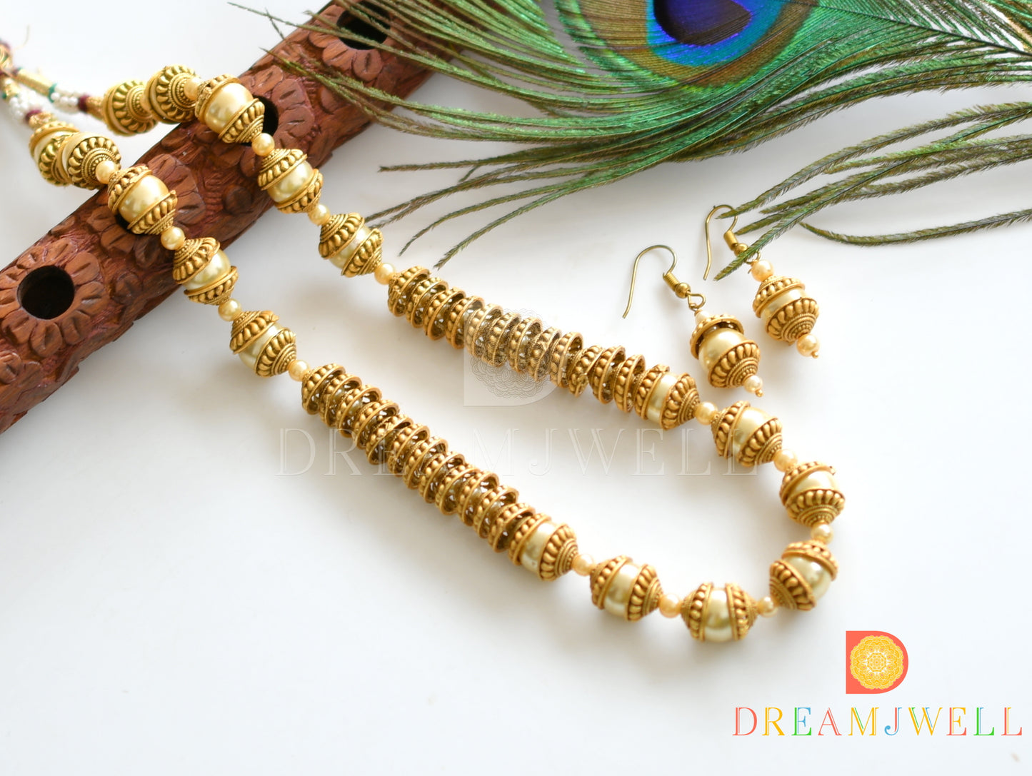 Antique matte finish pearl necklace set dj-06150