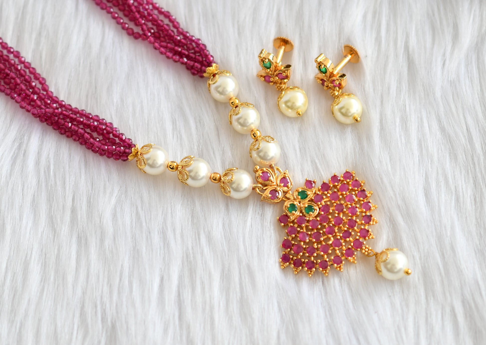 Jewar Mandi Emerald Ruby Necklace Set real look branded new design original  puwai handmade jewelry 25468