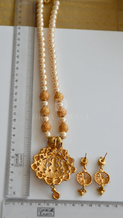 Matte finish pearl Lakshmi designer necklace set dj-06588